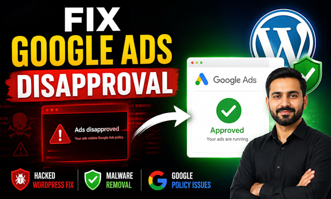 fix google ads disapproval on your hacked wordpress site