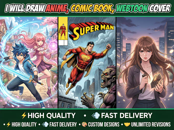 draw anime, comic book, webtoon cover
