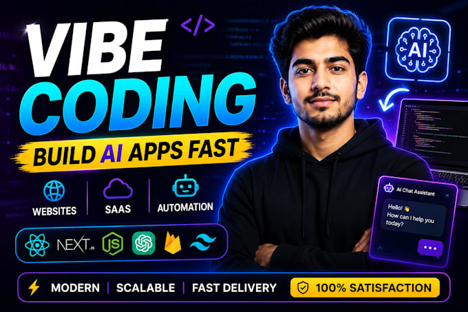 do vibe coding, build ai apps, websites, and full stack projects ai saas apps