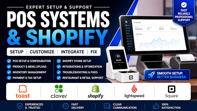 setup toast clover shopify lightspeed and square pos