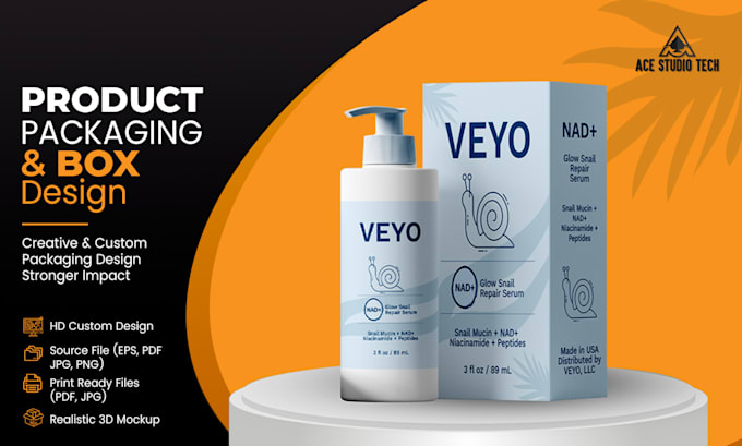 do packaging box design, mailer box, label design with 3d mockup