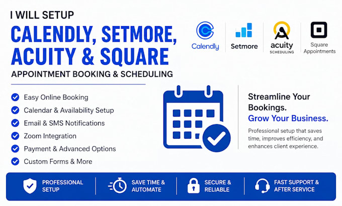 configure calendly acuity setmore and square booking system