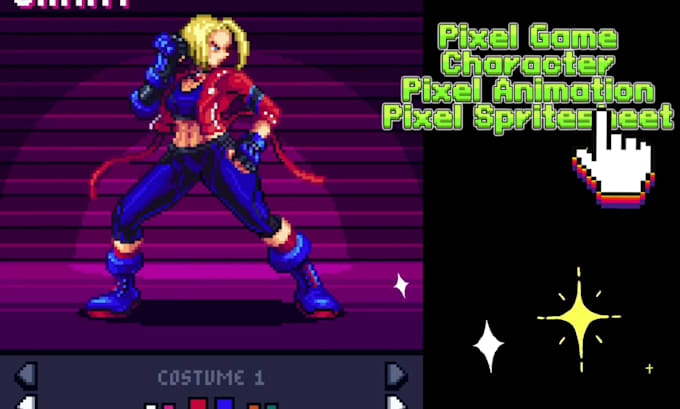 create pixel art character animation,sprite sheet and pixel spritesheet for game