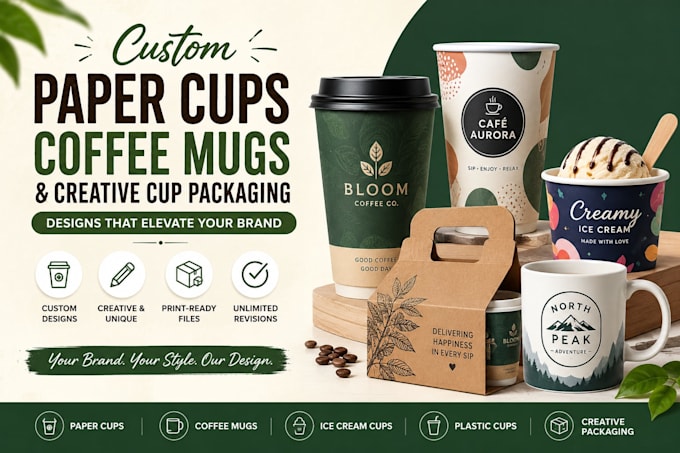 design custom paper cups, coffee mugs, creative cup
