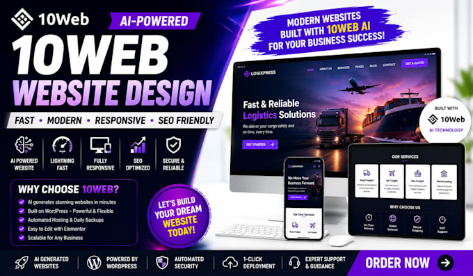 create a modern 10web ai wordpress website for your business
