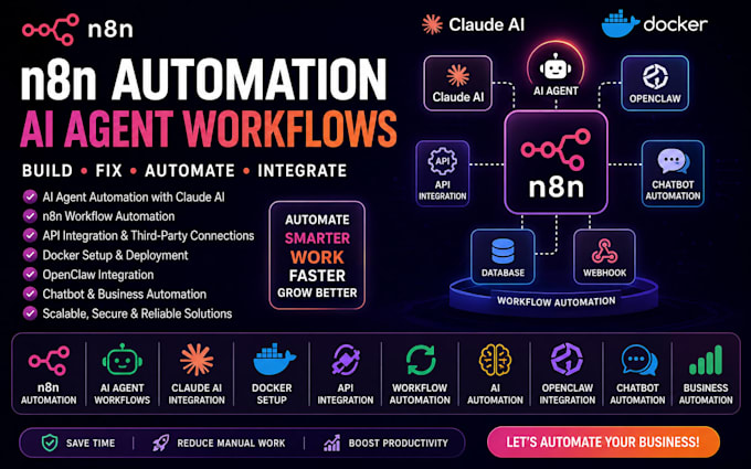 build and fix claude n8n ai agent workflows with docker apis automation