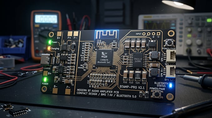 design bluetooth audio amplifier pcb for portable battery powered devices