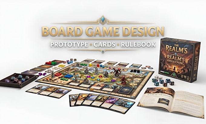 create professional board game prototype tabletop game cards and rulebook