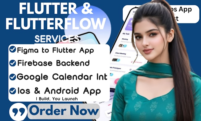 build flutter flutterflow mobile app figma design, google calendar integration