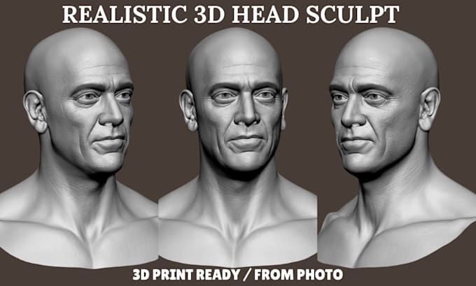 sculpt 3d head model, face model, head bust, realistic 3d head for 3d printing