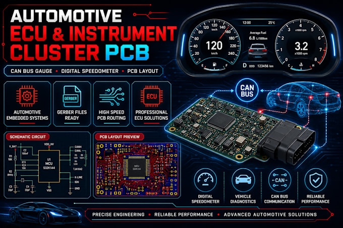 Design automotive digital instrument cluster pcb, ecu speedometer and ...