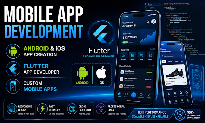 do  mobile app development andriod and ios app creation as flutter app developer