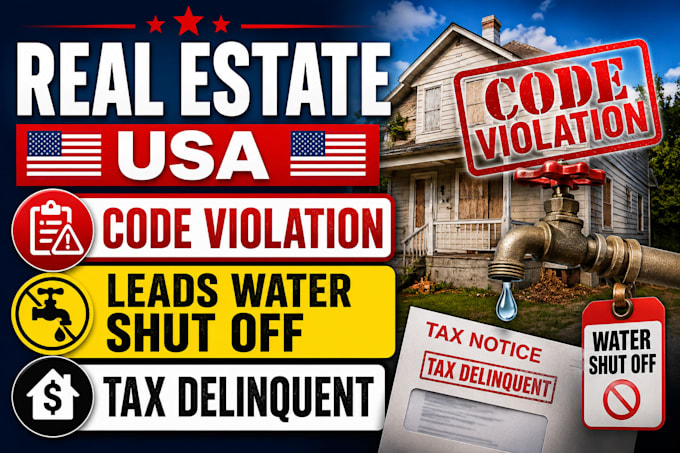 provide code violation leads water shut off tax delinquent probate foreclosure