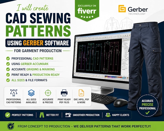 create cad sewing patterns using gerber software for garment production