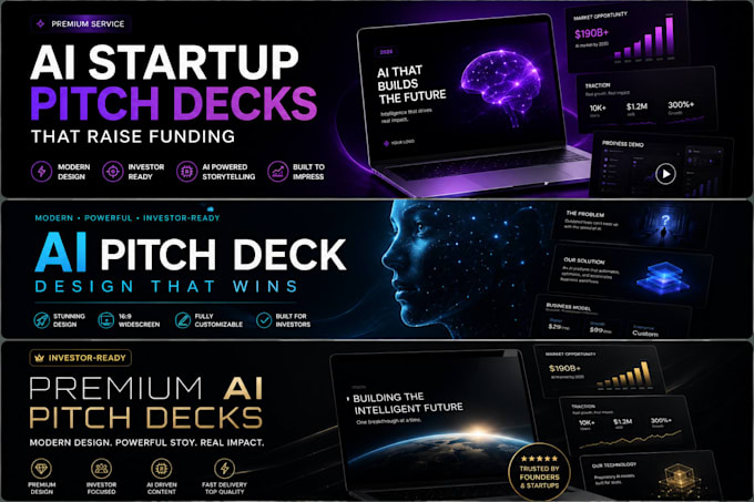 design modern startup pitch deck presentation