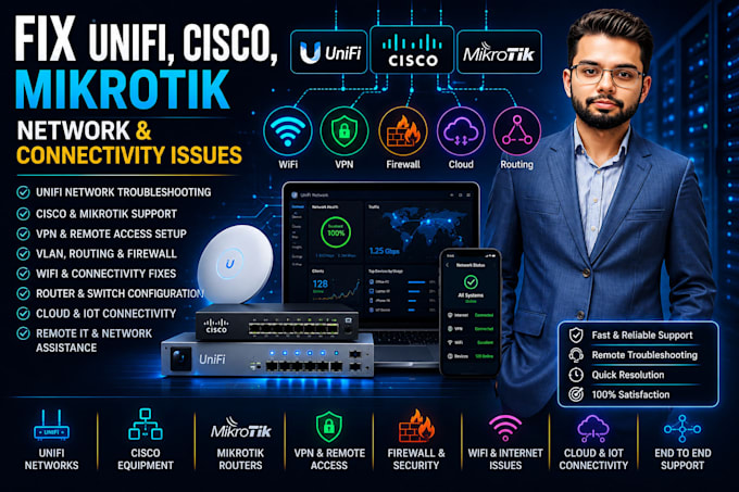 fix unifi cisco mikrotik network and connectivity issues