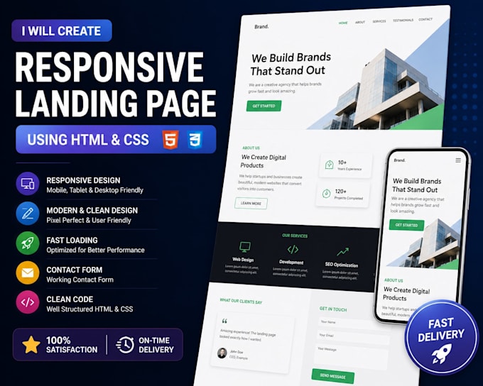 create a responsive HTML CSS website