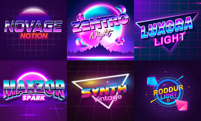 create synthwave retro neon 80s vintage logo design