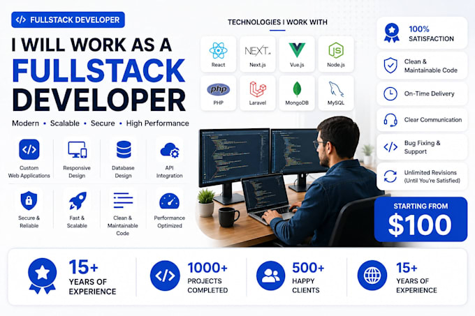 work as your full stack developer for web app development