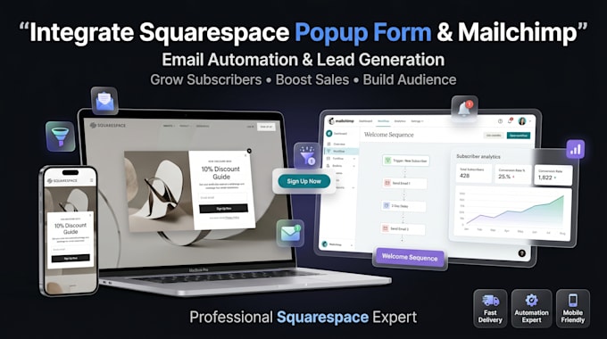 integrate squarespace popup form mailchimp and email automation