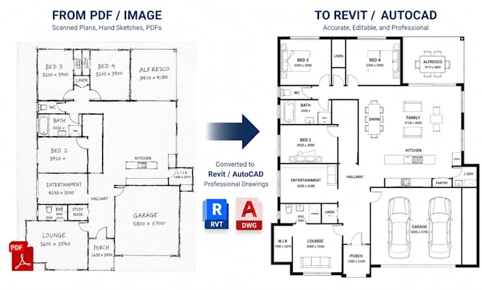 convert PDF, image to revit and autocad