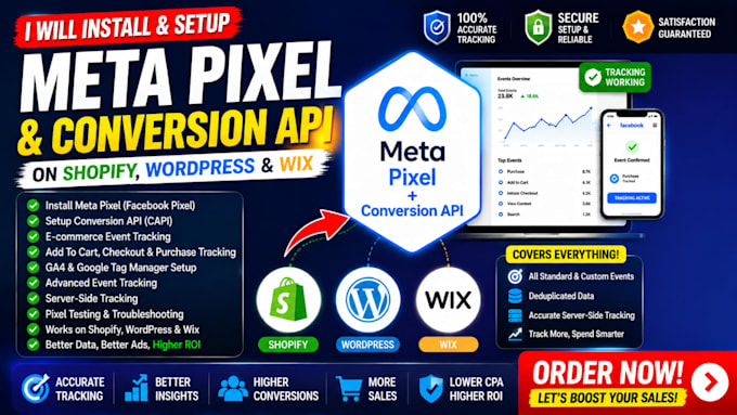 install meta pixel facebook pixel and conversion api on shopify wordpress wix