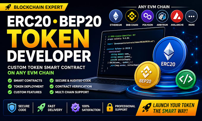 create customized erc20, bep20 token contract on any evm chain