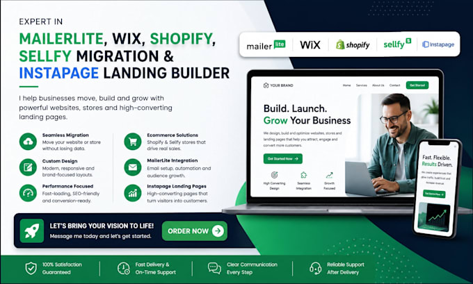 do mailerlite wix shopify  migration sellfy store instapage landing builder