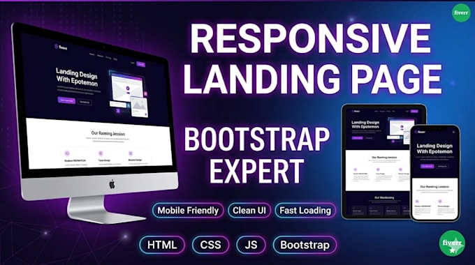 create responsive landing page using HTML CSS bootstrap