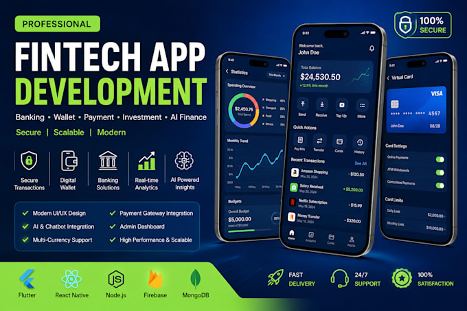 develop fintech app, banking app, payment wallet, ai finance app, crypto bot app