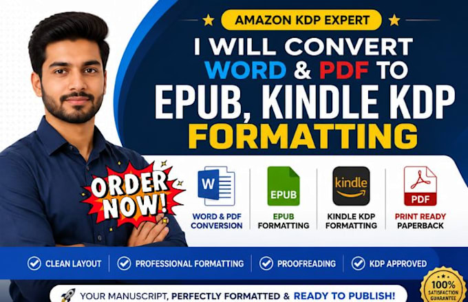 convert word PDF to epub kindle KDP formatting and proofreading