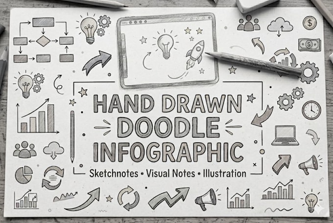 design hand drawn doodle infographic sketchnote visual notes