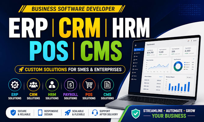 develop erp, CRM, hrm, payroll, pos, and cms business management systems