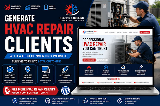generate hvac repair clients with high converting website
