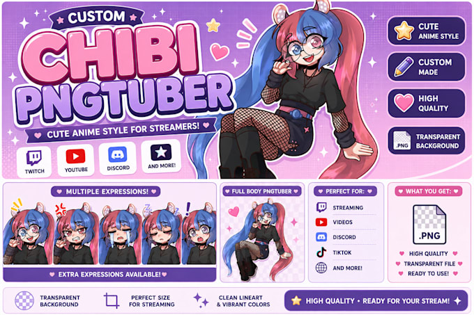 create a cute anime chibi pngtuber