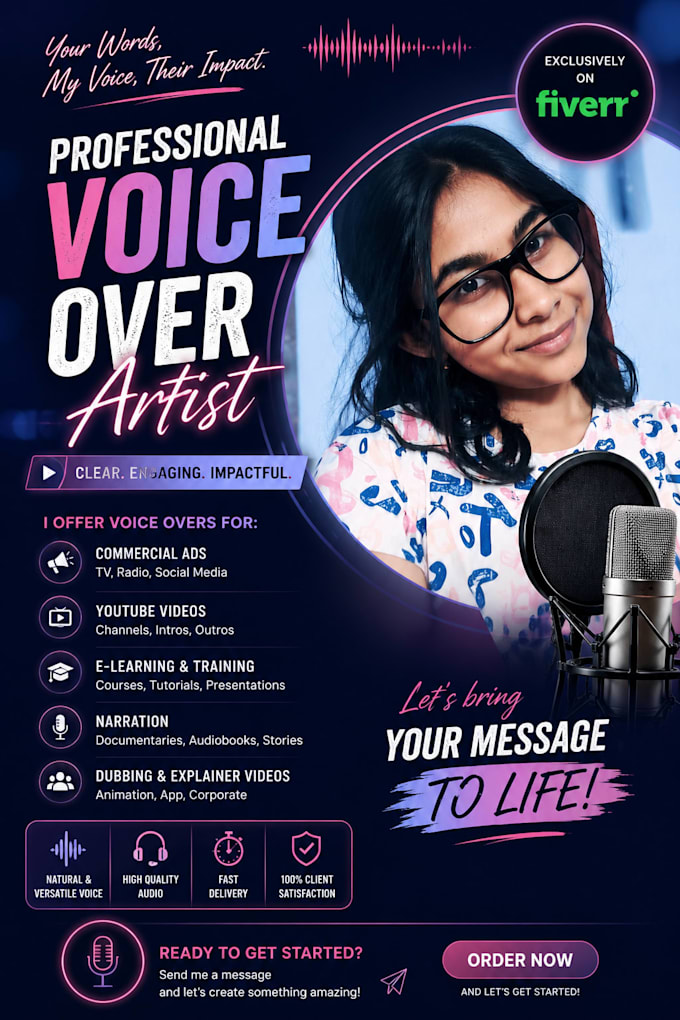 record a professional voice over for your project
