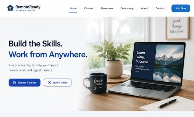design wix remote work training website digital skills website elearning website