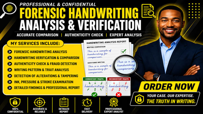 do forensic handwriting analysis, compare hand writing for authenticity