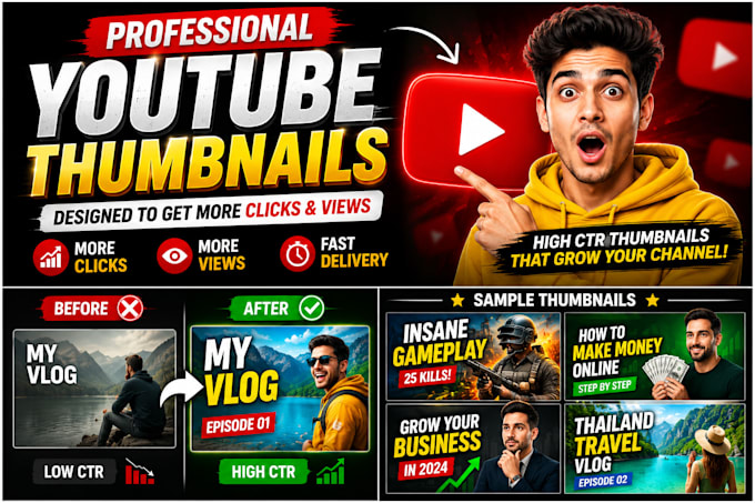 Design clickable youtube thumbnails for higher ctr and views by ...