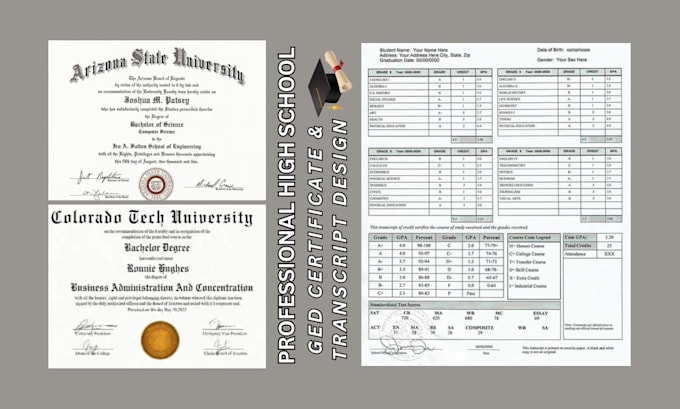design high school diploma, certificate, university transcript, college diploma