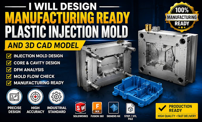 Design manufacturing ready plastic injection mold and 3d cad model by ...