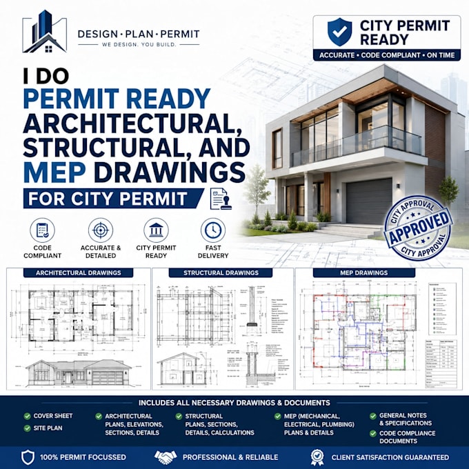do permit ready architectural, structural, and mep drawings for city permit
