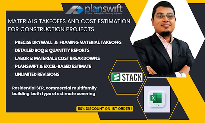 do drywall and framing quantity takeoff, construction estimate with planswift