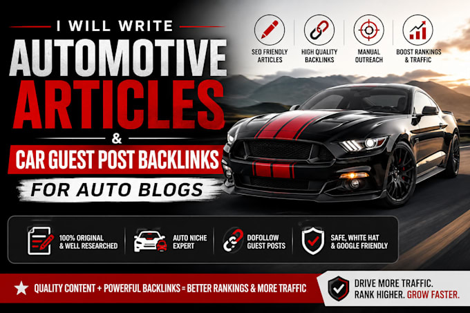 write automotive articles and car guest post backlinks for auto blogs