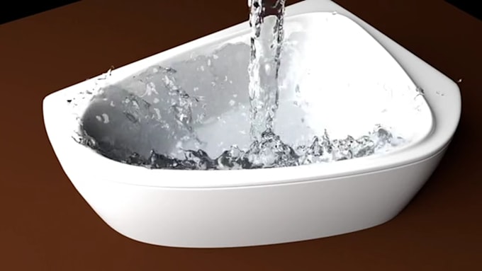 design cgi vfx water simulation, 3d water simulation, fluid and particles video