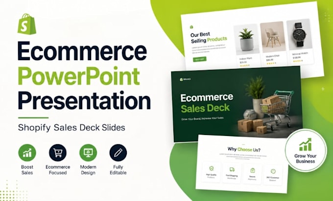 design ecommerce powerpoint presentation, shopify sales deck slides