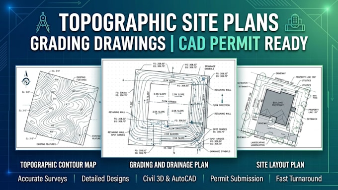 create topographic site plans and grading drawings