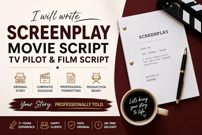 write screenplay movie script TV pilot and film script