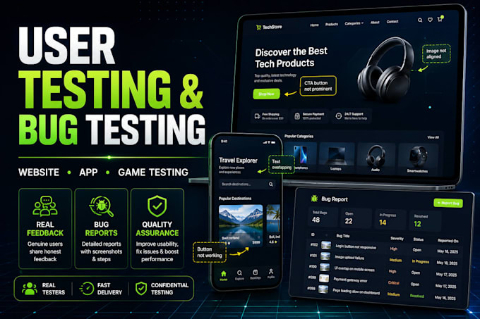 manual test website app game saas QA usability user testing and feedback report
