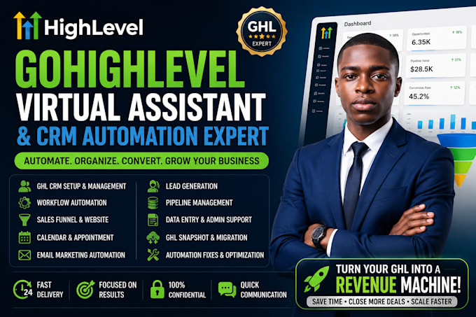 be your gohighlevel virtual assistant, onboarding va, automation assistant